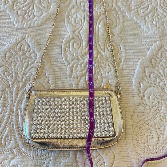 Gold crystal embellished beaded evening bag with chain strap - Picture 8 of 8